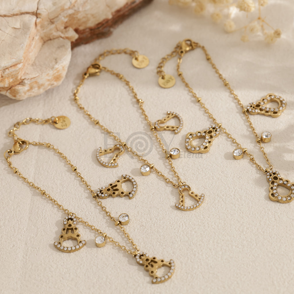 Pulsera cadena Vírgen del Rocío y circonitas