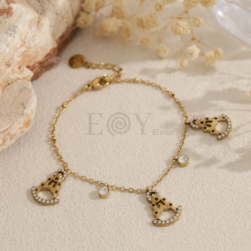 Pulsera cadena Vírgen del Rocío y circonitas
