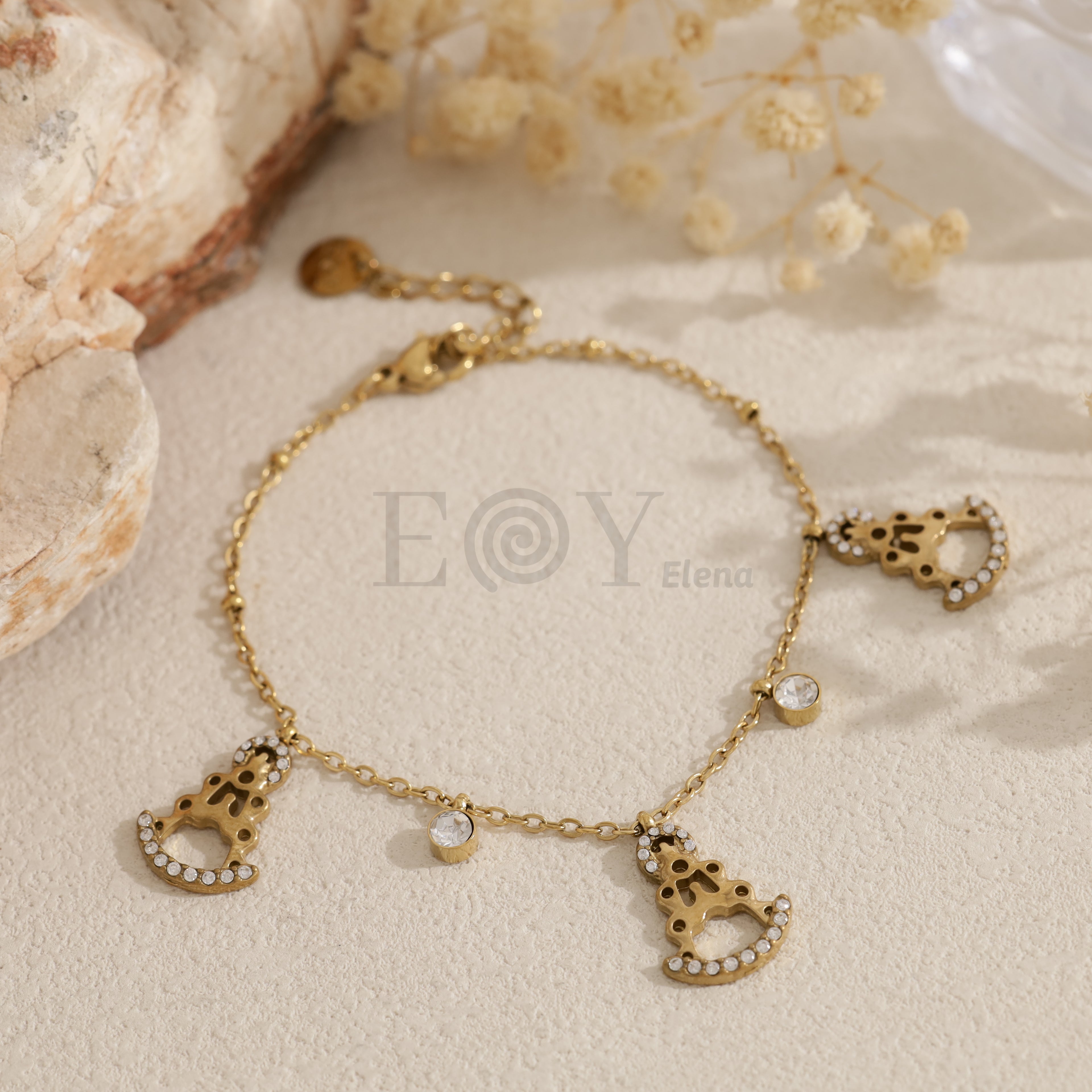 Pulsera cadena Vírgen del Rocío y circonitas
