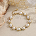 Pulsera de eslabones de perlas óvalas y circulares
