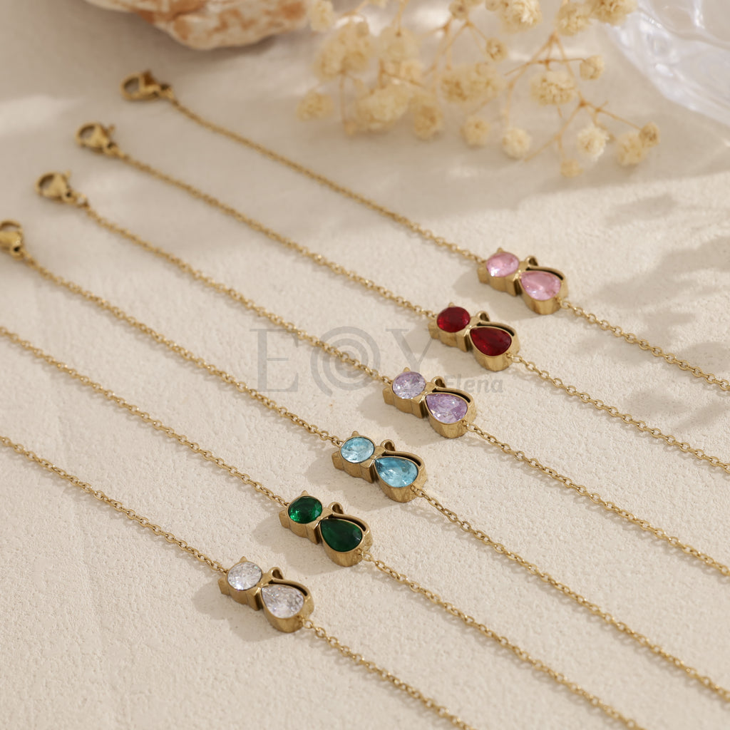 Pulsera cadena con gato circonita