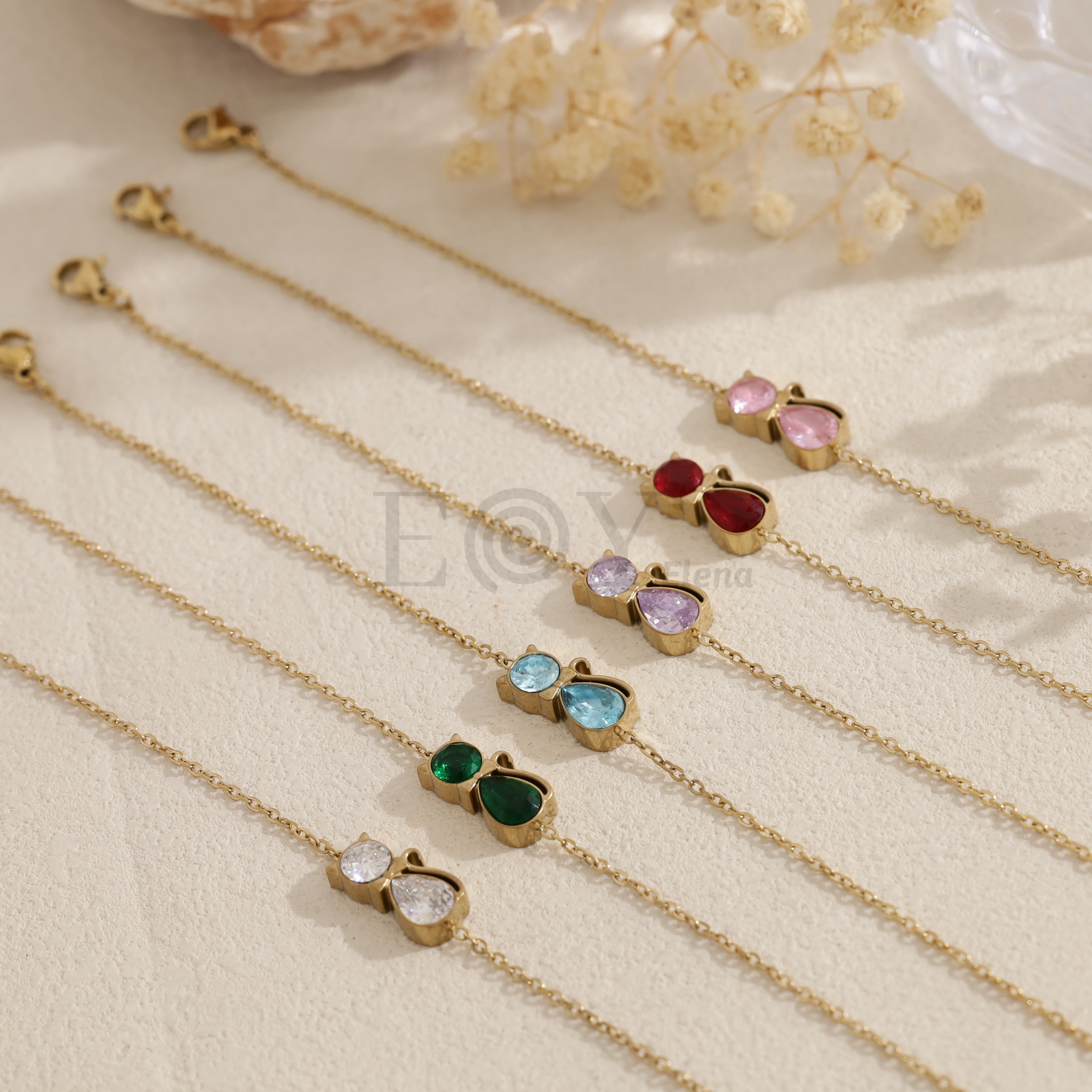 Pulsera cadena con gato circonita