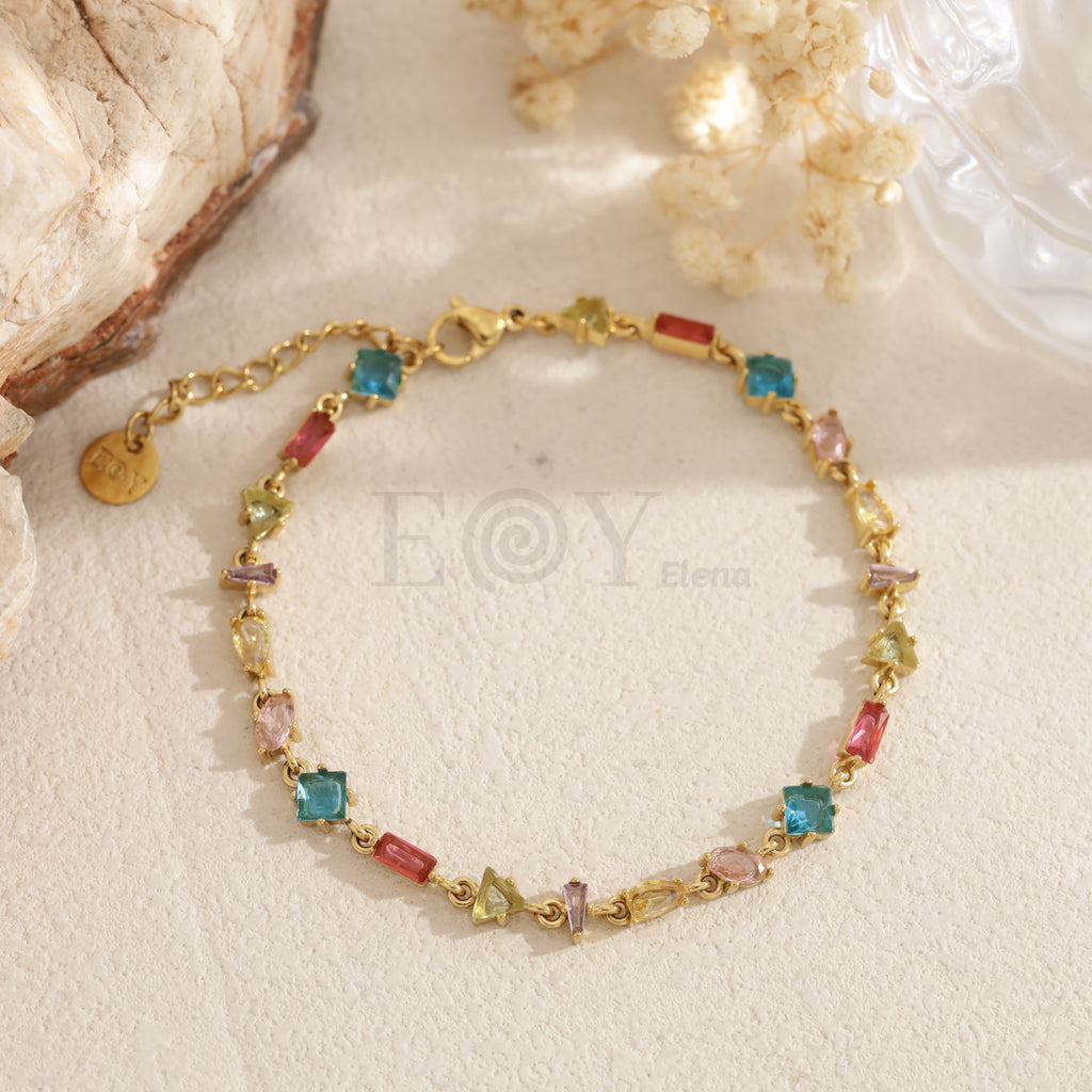 Pulsera piedras irregulares color acero