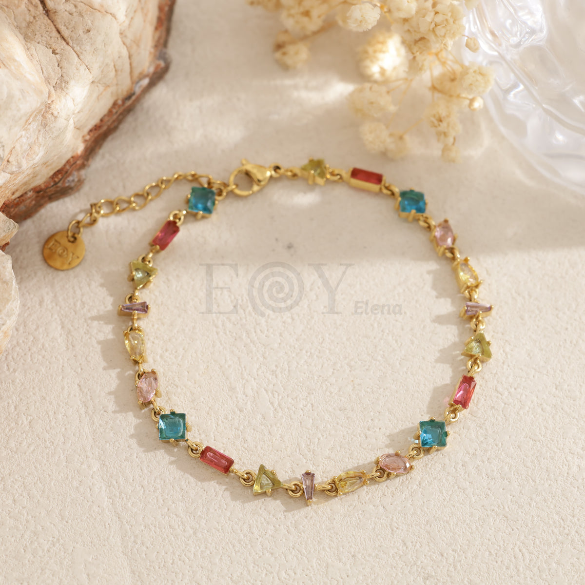 Pulsera piedras irregulares color acero