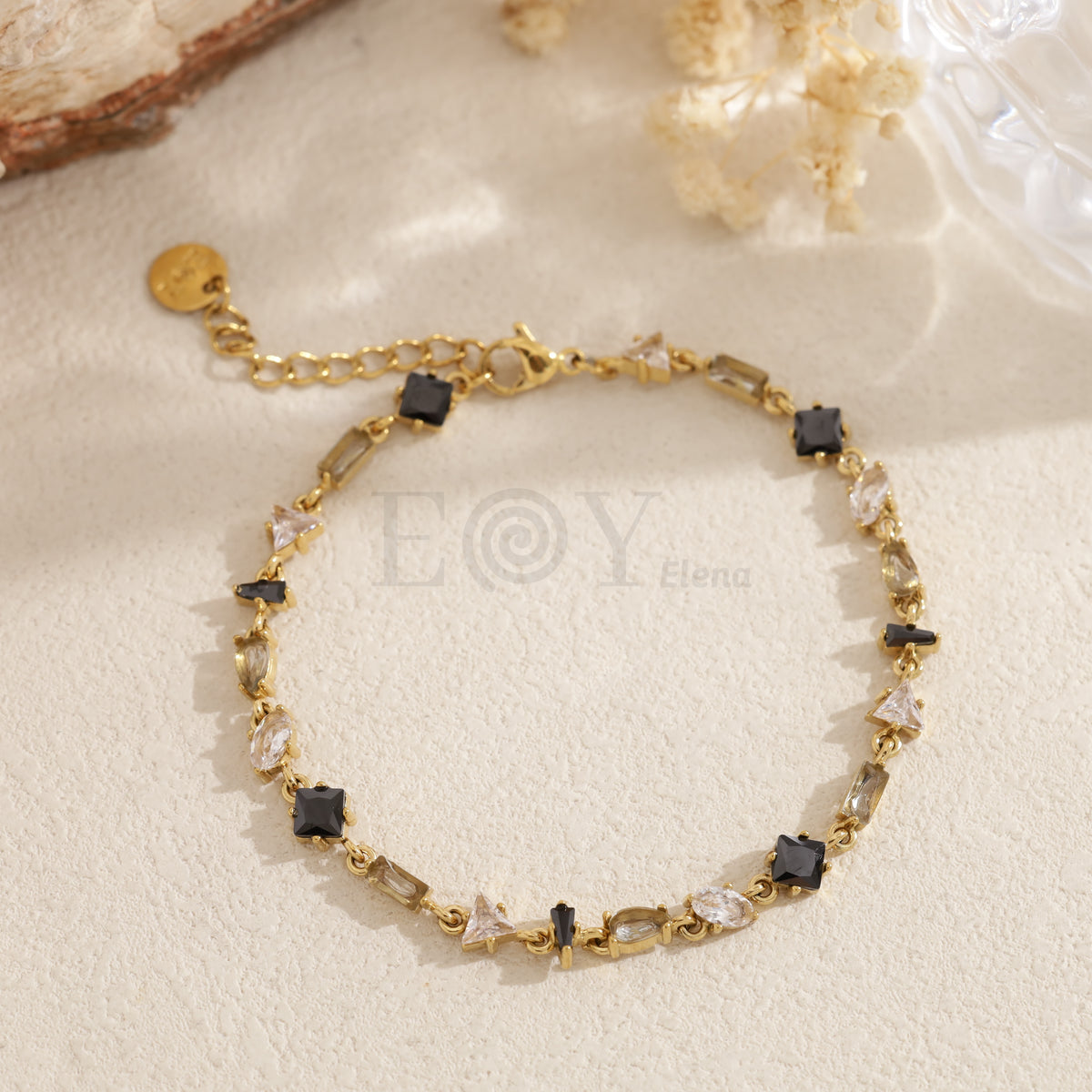 Pulsera piedras irregulares color acero