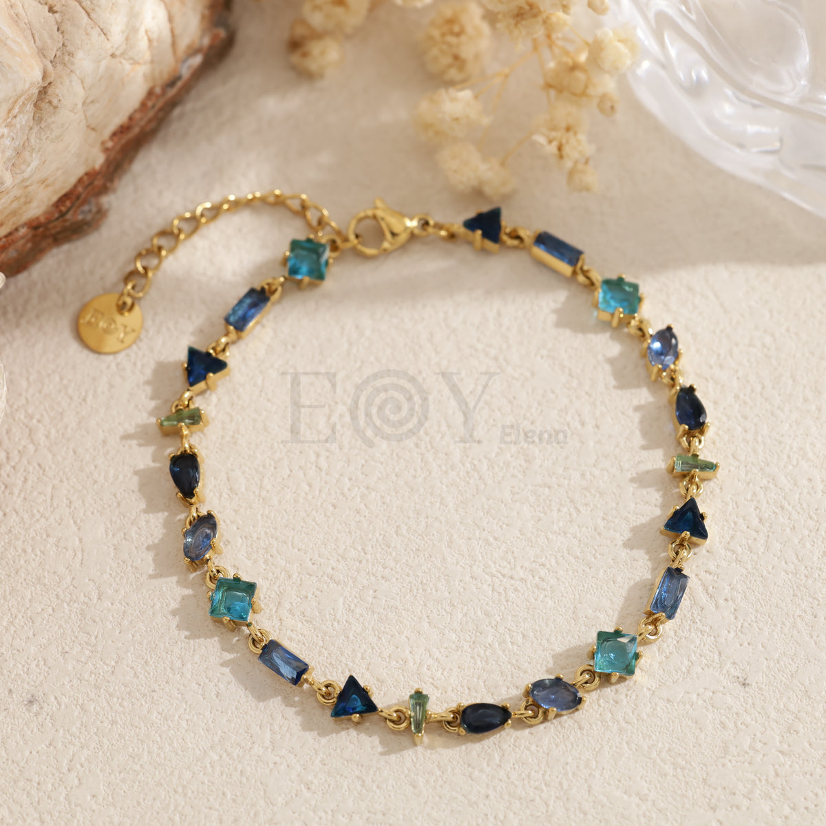 Pulsera piedras irregulares color acero