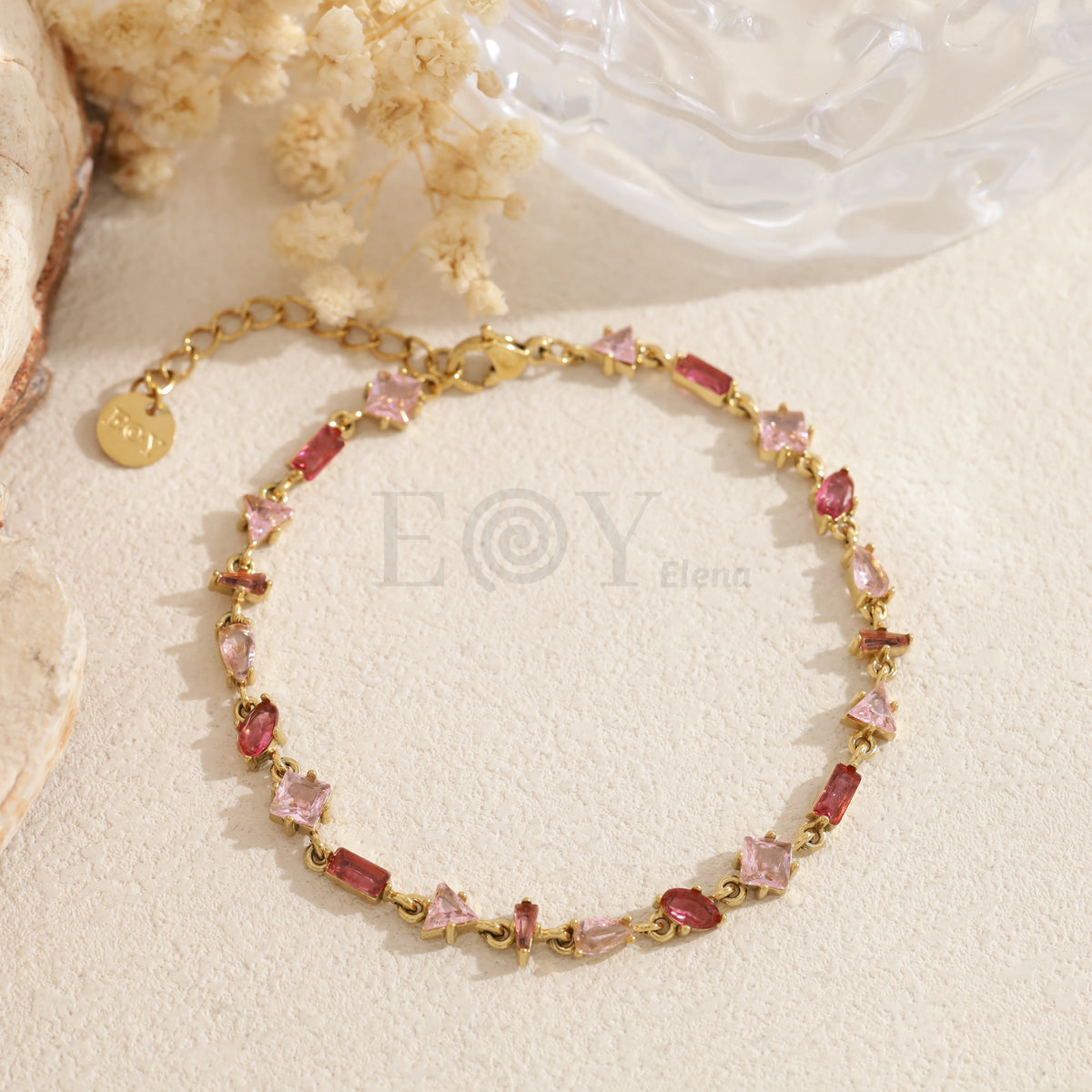 Pulsera piedras irregulares color acero