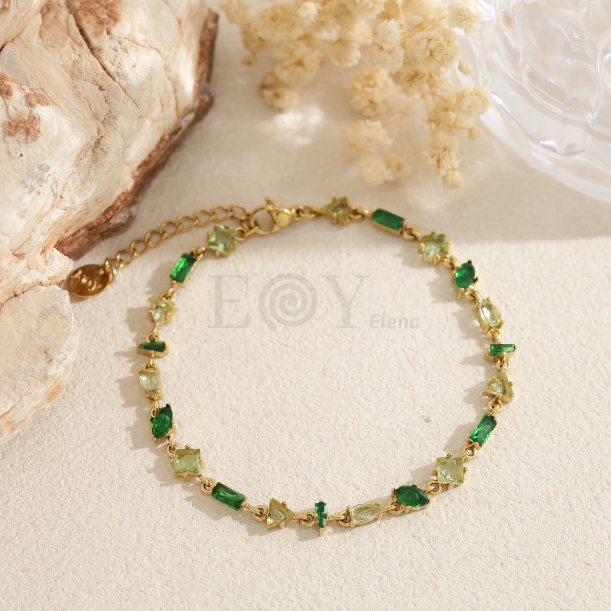 Pulsera piedras irregulares color acero