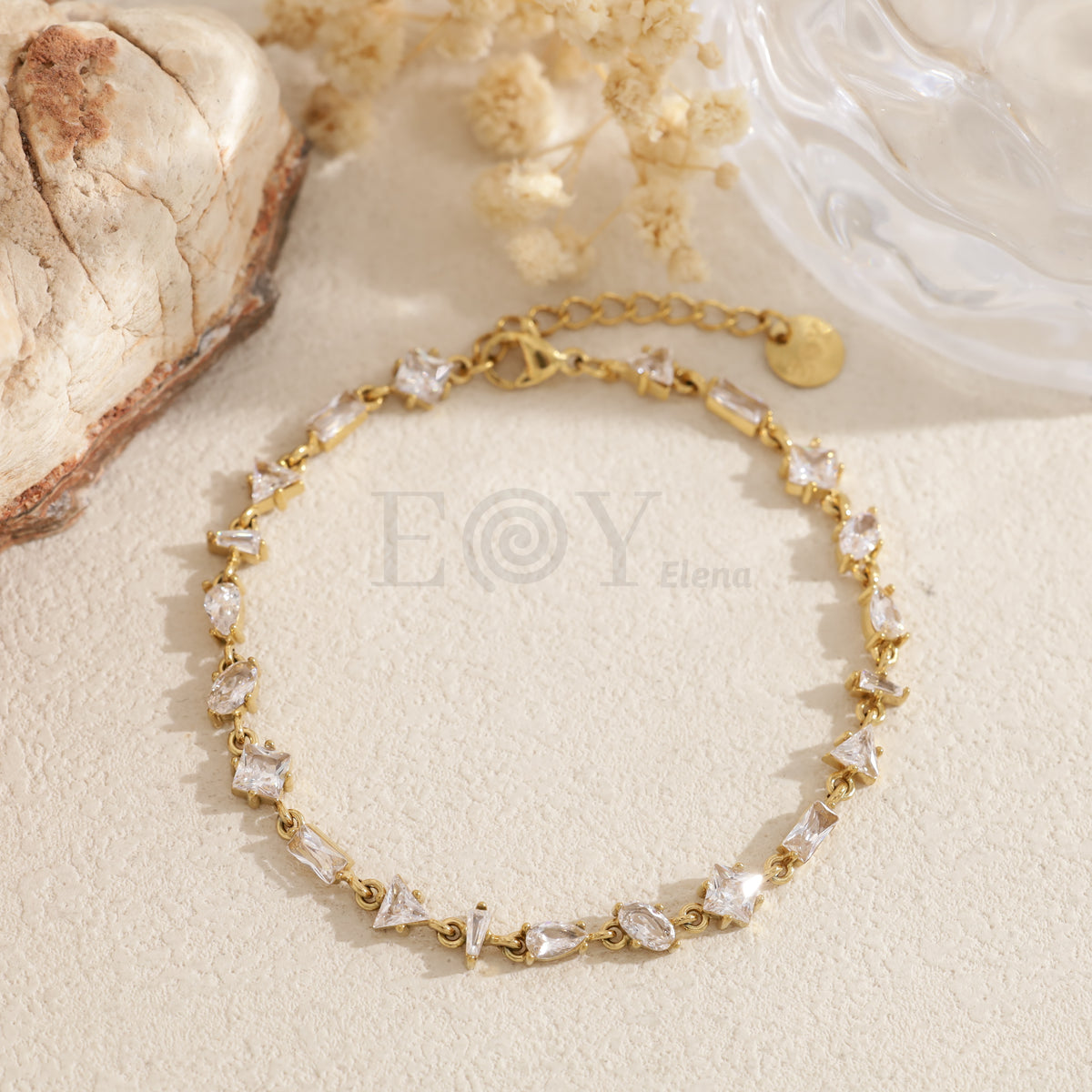Pulsera piedras irregulares color acero