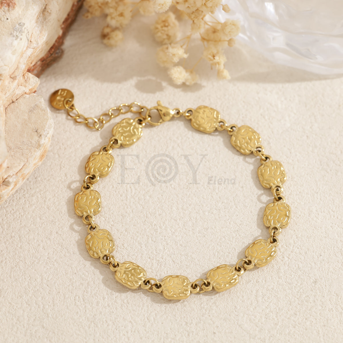 Pulsera con chapas cuadradas acero