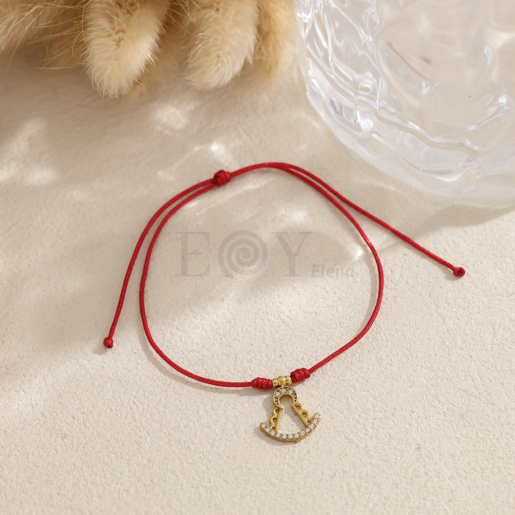 Pack 12 pulseras cuerda roja con Virgen del Rocío