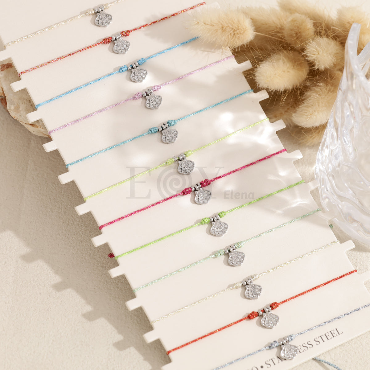 Pack pulsera cuerda con concha