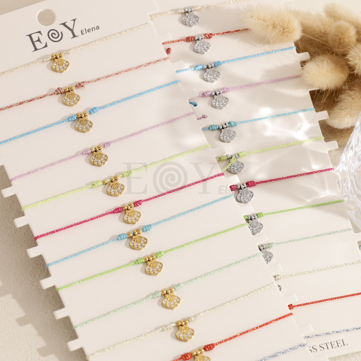 Pack pulsera cuerda con concha