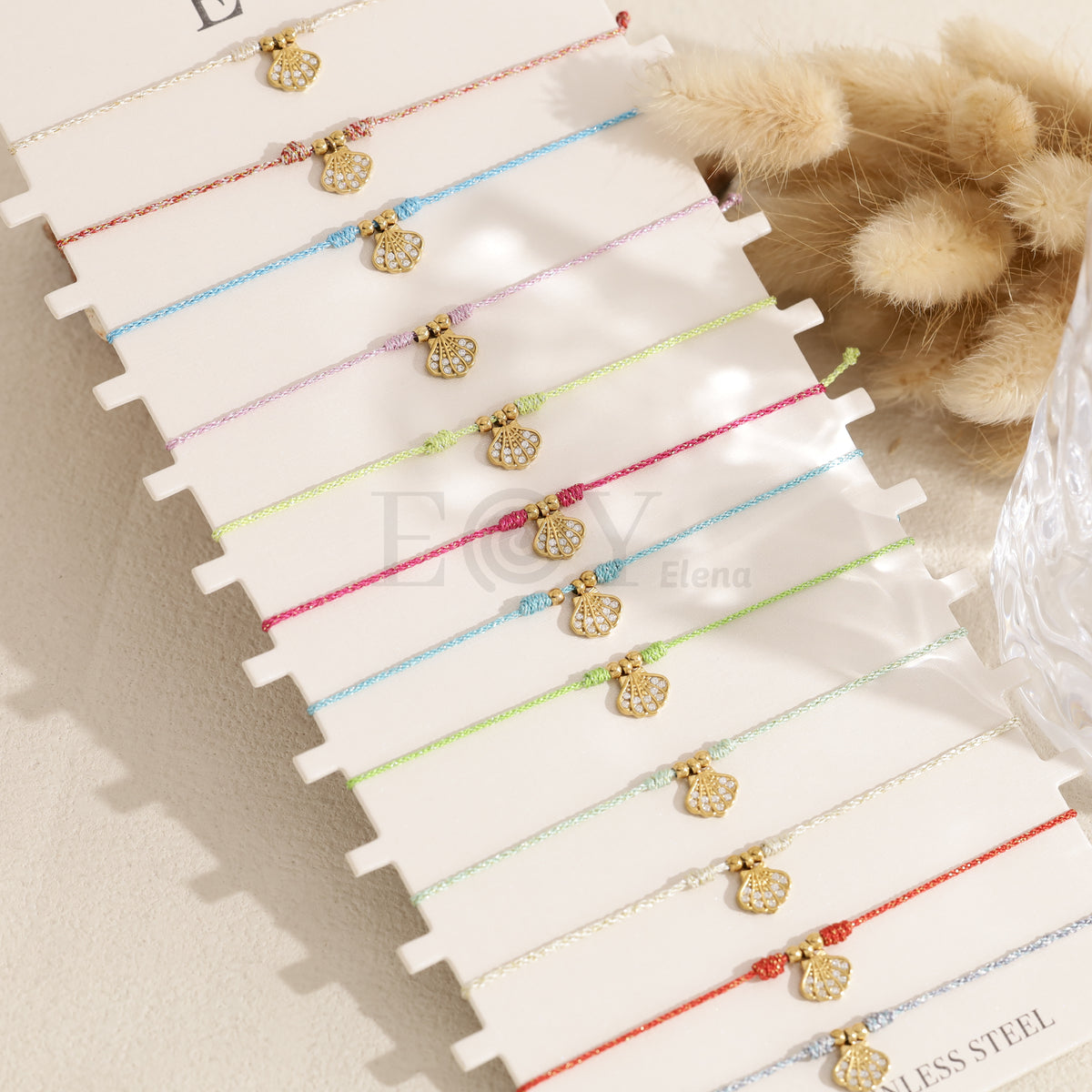 Pack pulsera cuerda con concha