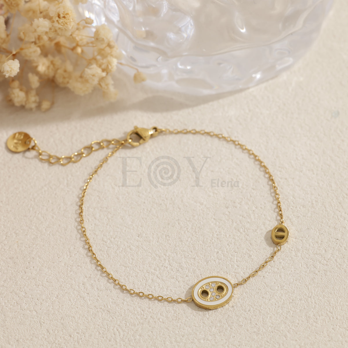 Pulsera con detalle blanco acero