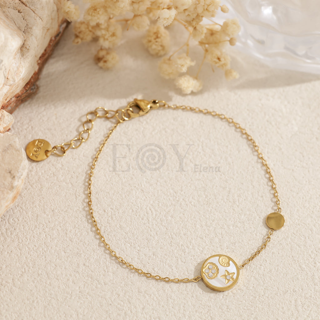 Pulsera con chapas redondas marinas acero