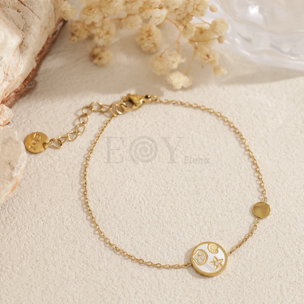 Pulsera con chapas redondas marinas acero