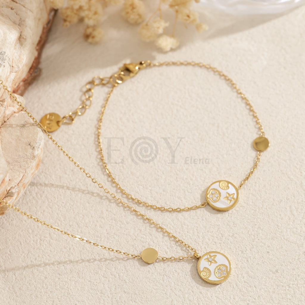 Collar chapa con figuras circonitas acero