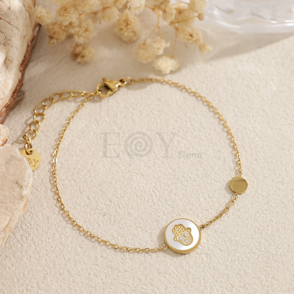 Pulsera con chapa mano de Fátima acero