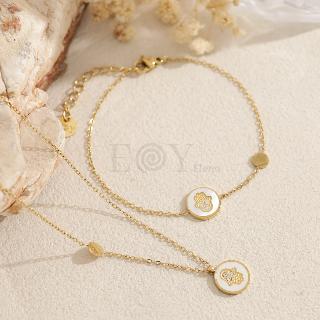 Collar chapa con mano de Fátima