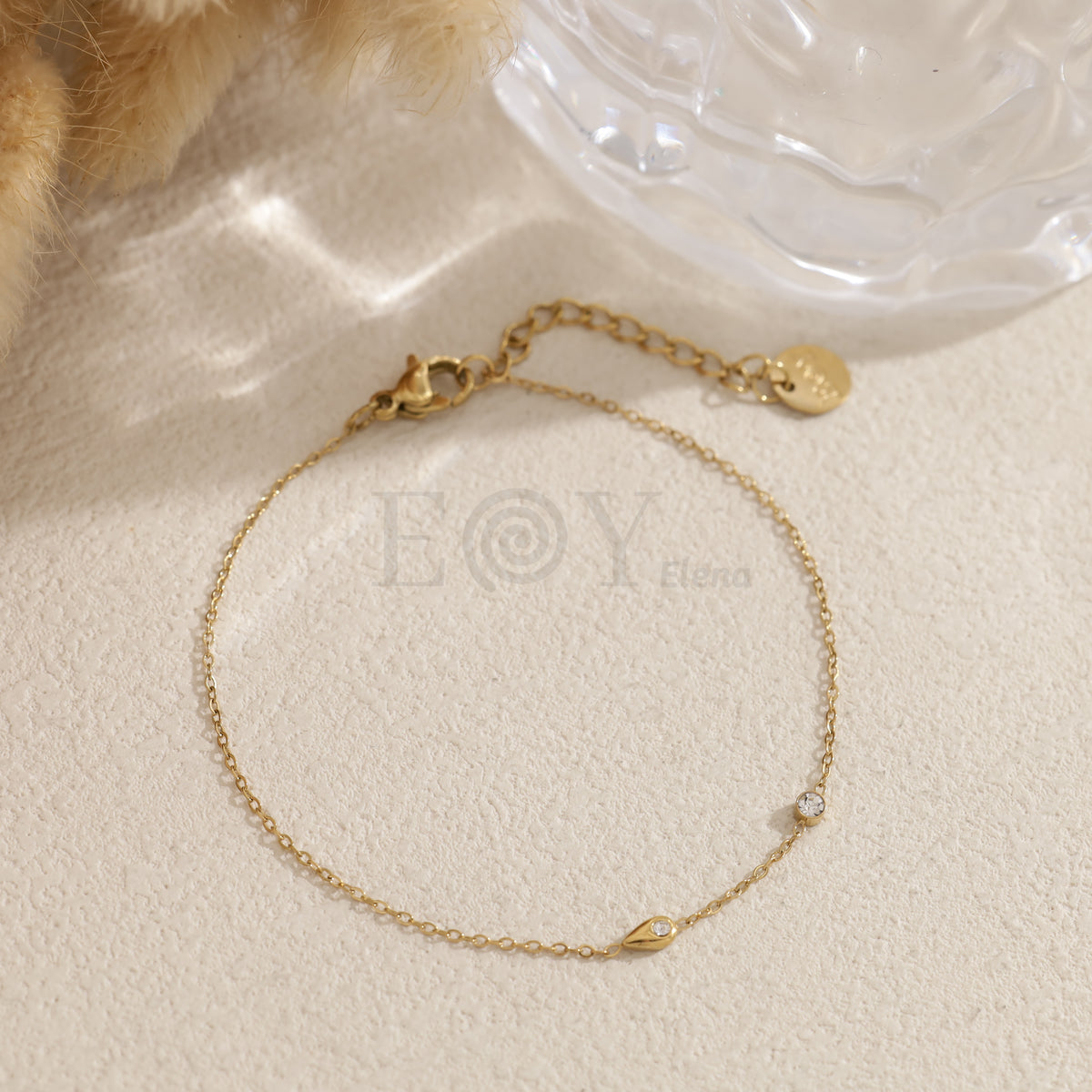 Pulsera lágrima con circonita acero
