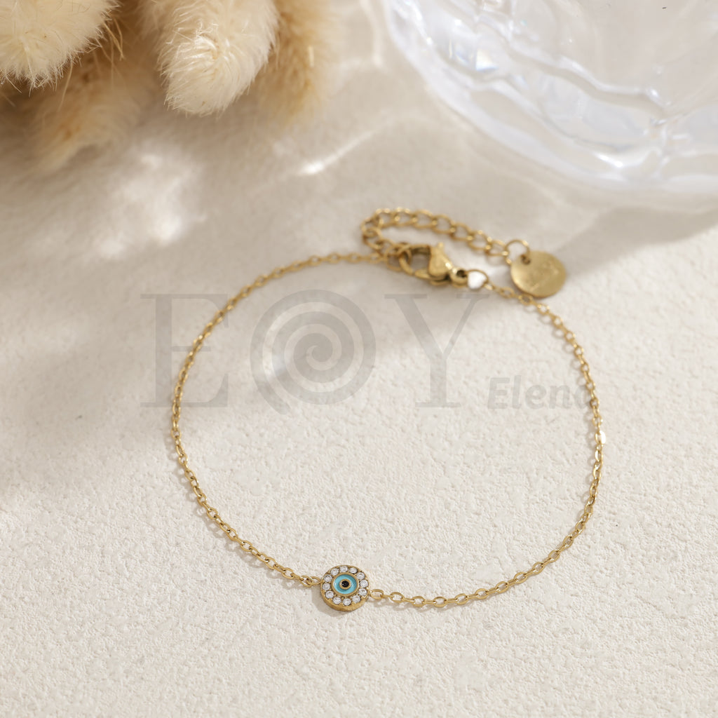 Pulsera de ojo con circonitas de acero
