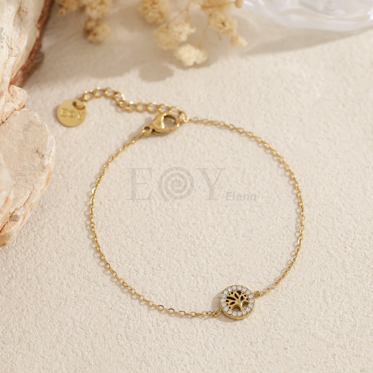 Pulsera árbol de la vida circonitas acero