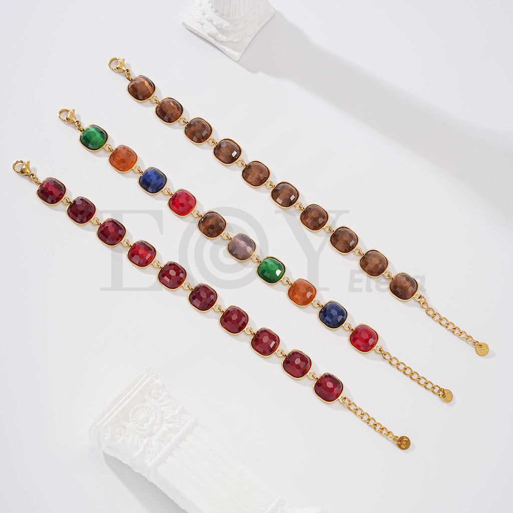 Pulsera de piedras de colores de acero