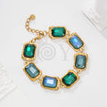 Pulsera de piedras rectangulares de acero