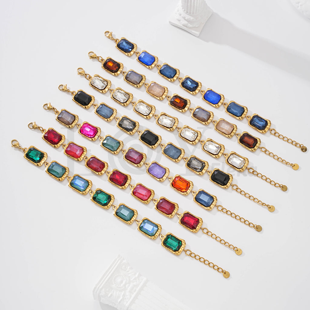 Pulsera de piedras rectangulares de acero