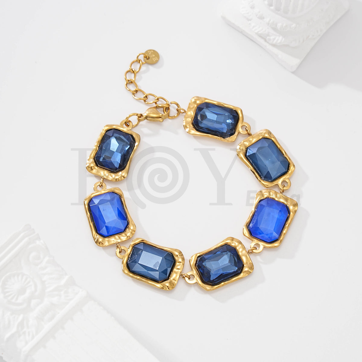 Pulsera de piedras rectangulares de acero
