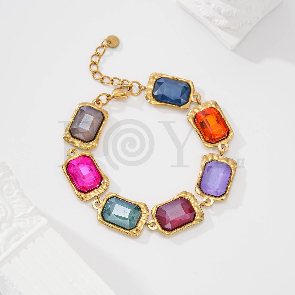 Pulsera de piedras rectangulares de acero