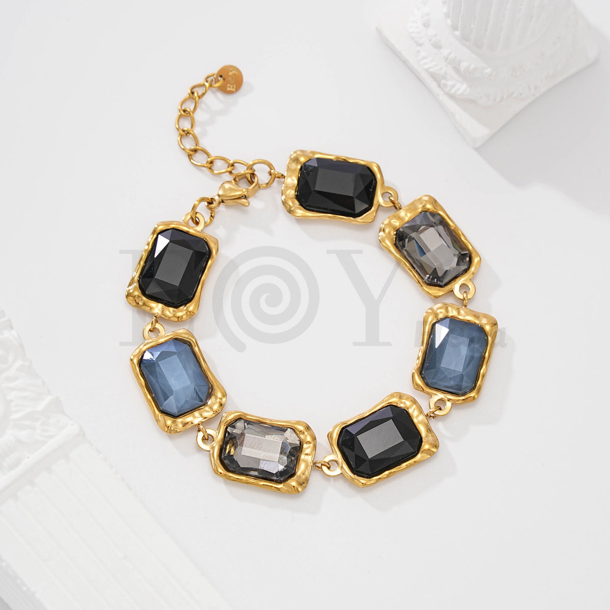 Pulsera de piedras rectangulares de acero