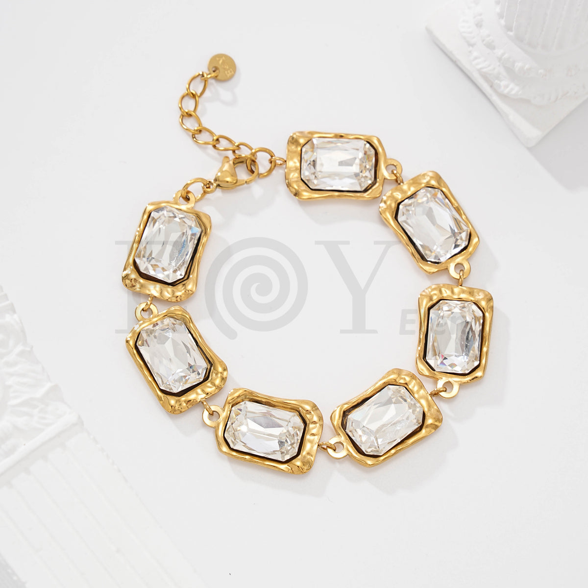 Pulsera de piedras rectangulares de acero