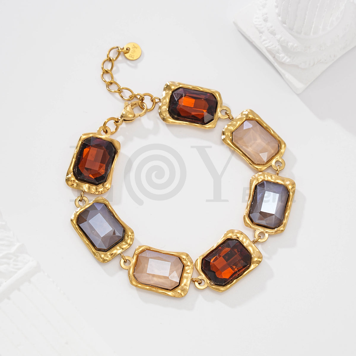 Pulsera de piedras rectangulares de acero