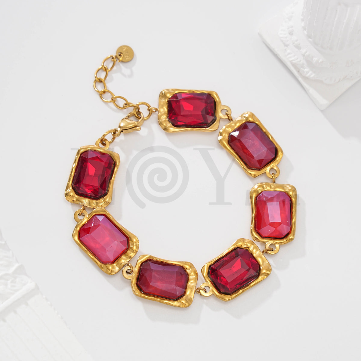Pulsera de piedras rectangulares de acero