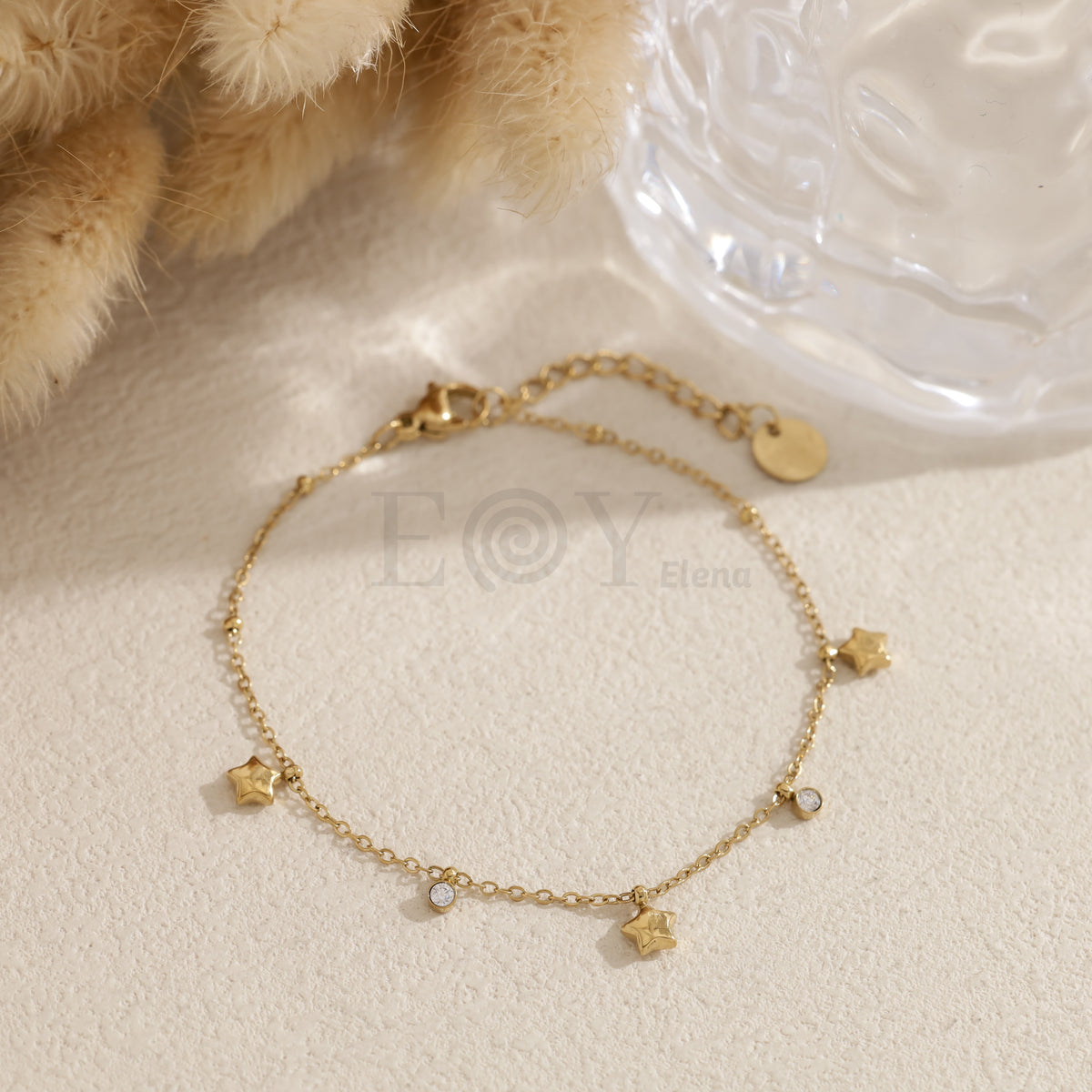 Pulsera estrellas y circonitas acero
