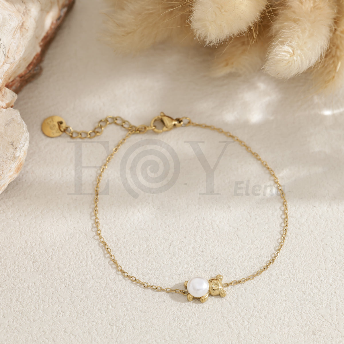 Pulsera oso con perla acero