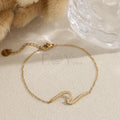 Pulsera ola con circonitas acero