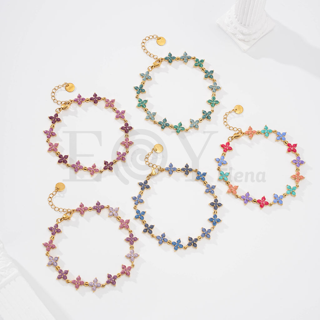 Pulsera flor color acero