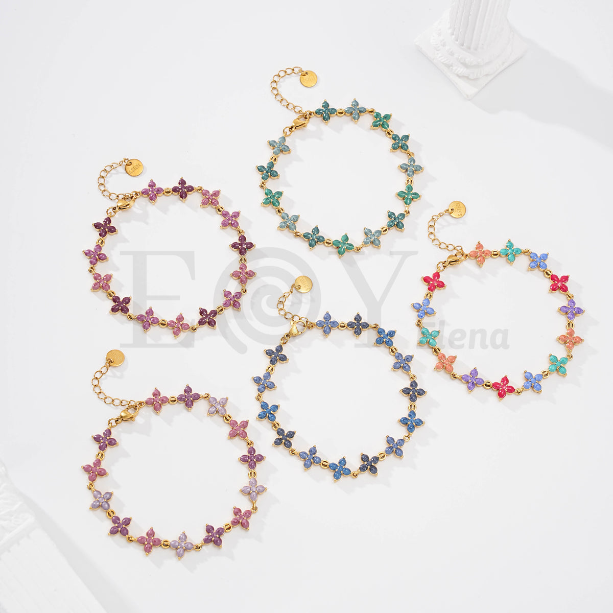 Pulsera flor color acero