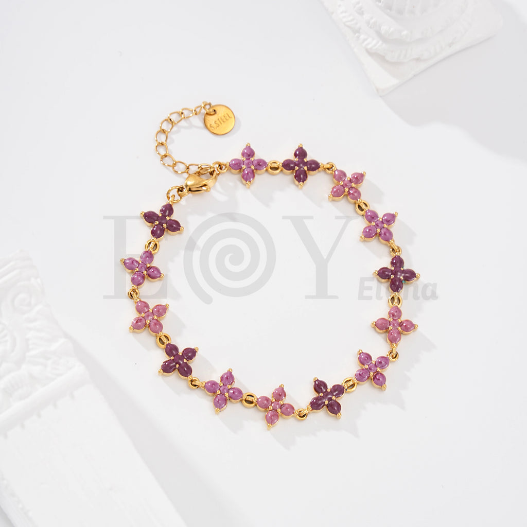 Pulsera flor color acero