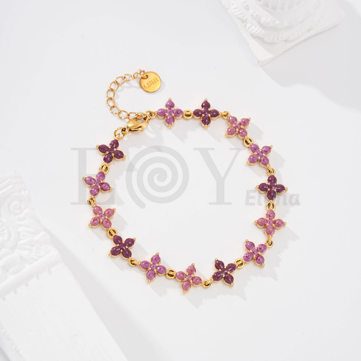 Pulsera flor color acero
