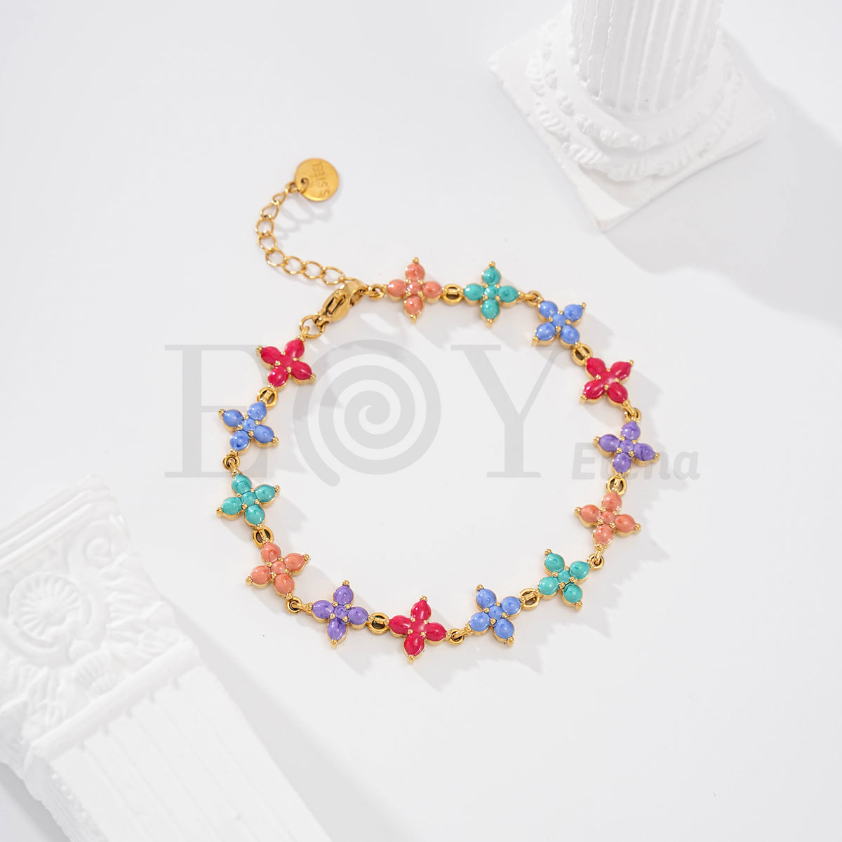 Pulsera flor color acero