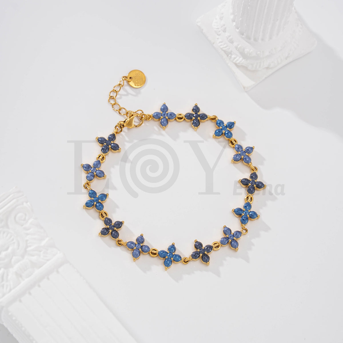 Pulsera flor color acero
