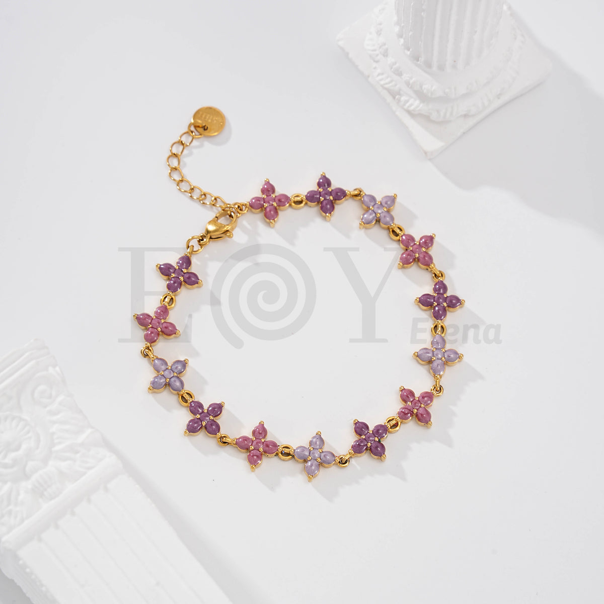 Pulsera flor color acero