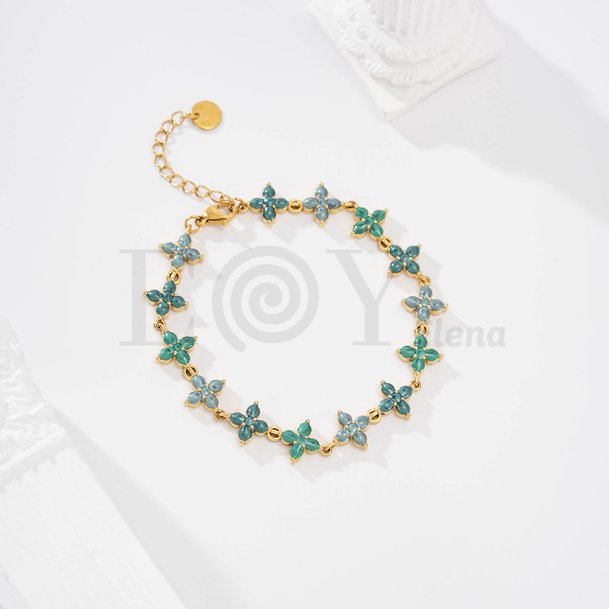 Pulsera flor color acero