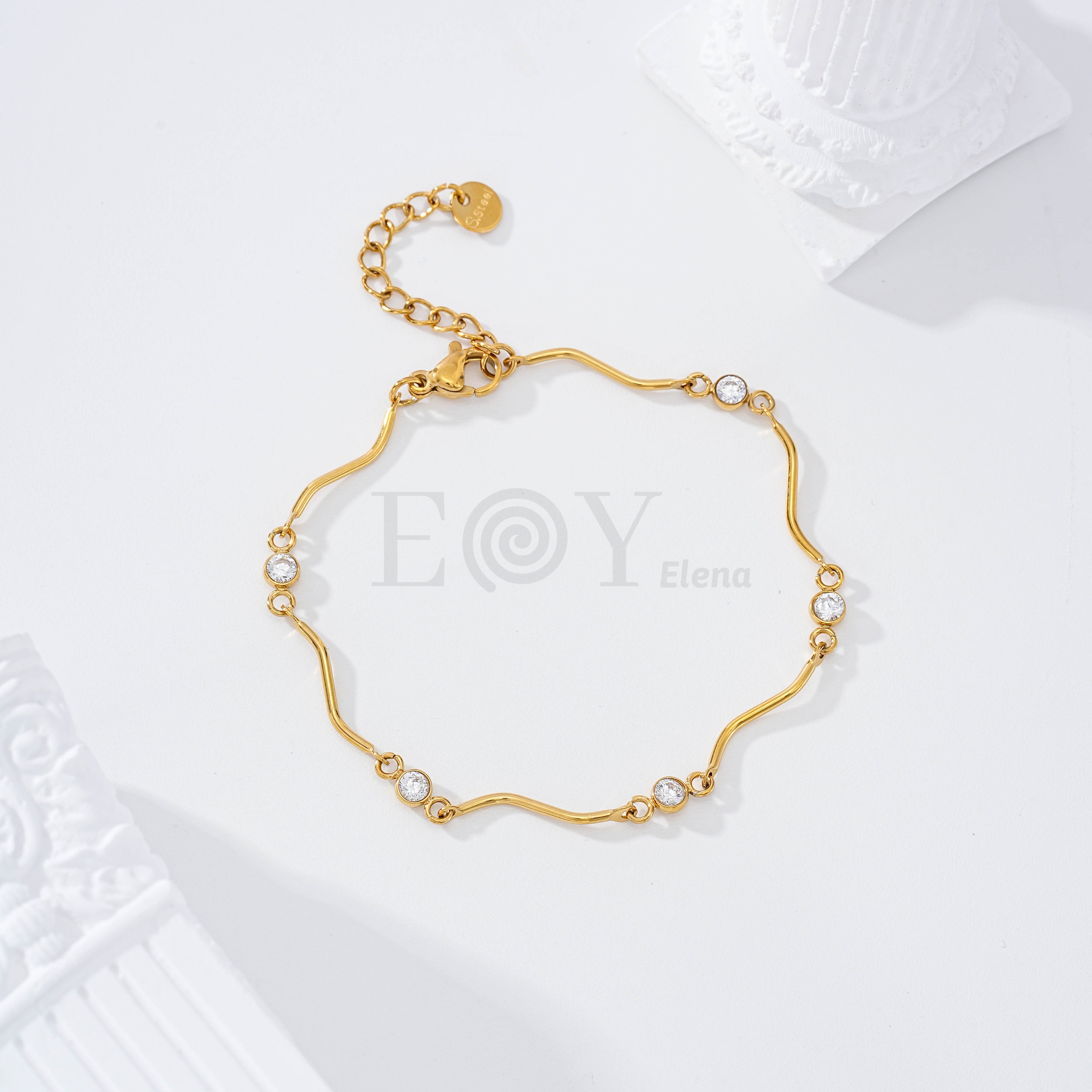Pulsera forma irregular con circonitas