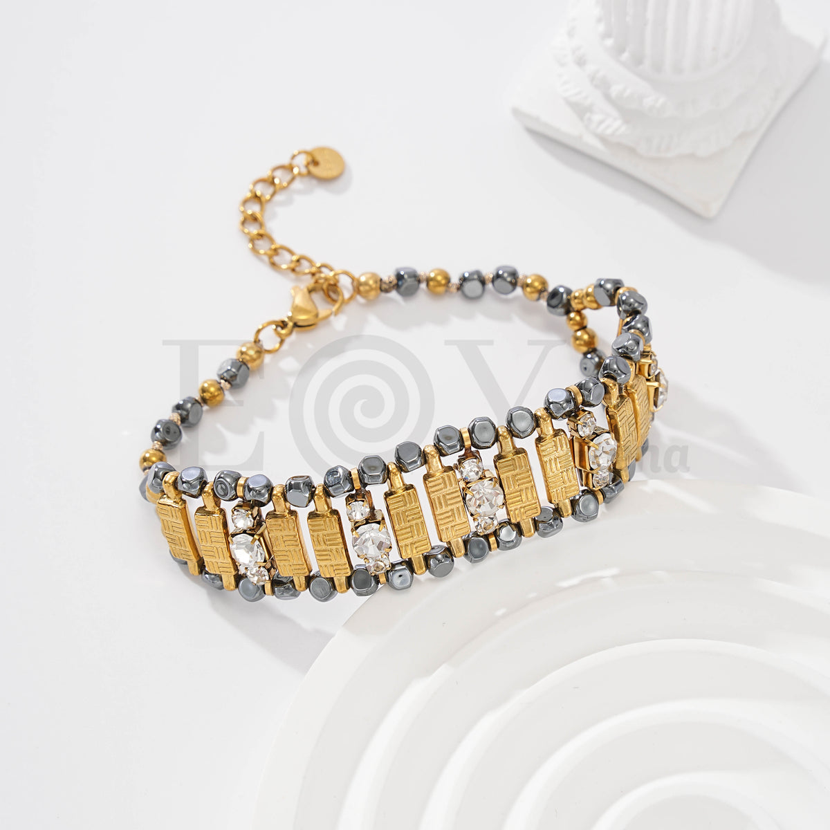 Pulsera de piedras con circonita de acero