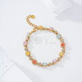 Pulsera con piedras cuadradas color y flor circonita